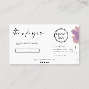 Carte De Visite Fleur d'aquarelle moderne et minimaliste merci