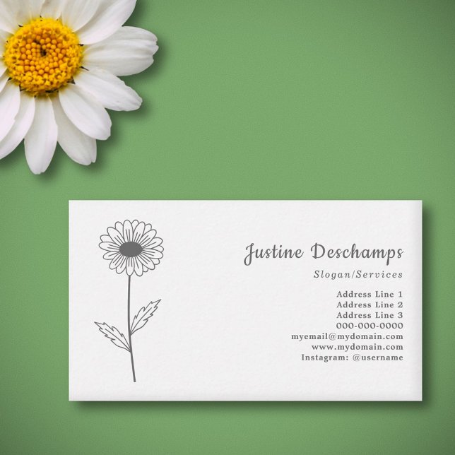 Carte De Visite Fleur d'art de la ligne de marguerite botanique (Botanical Daisy Line Art Flower Business Card)