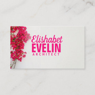 Carte De Visite Fleur de bougainvilliers rouge avec un mur blanc g