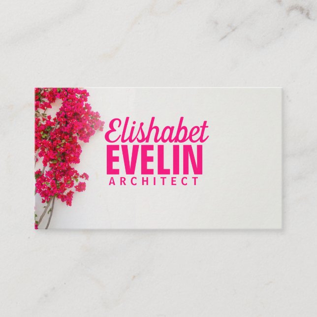 Carte De Visite Fleur de bougainvilliers rouge avec un mur blanc g (Devant)