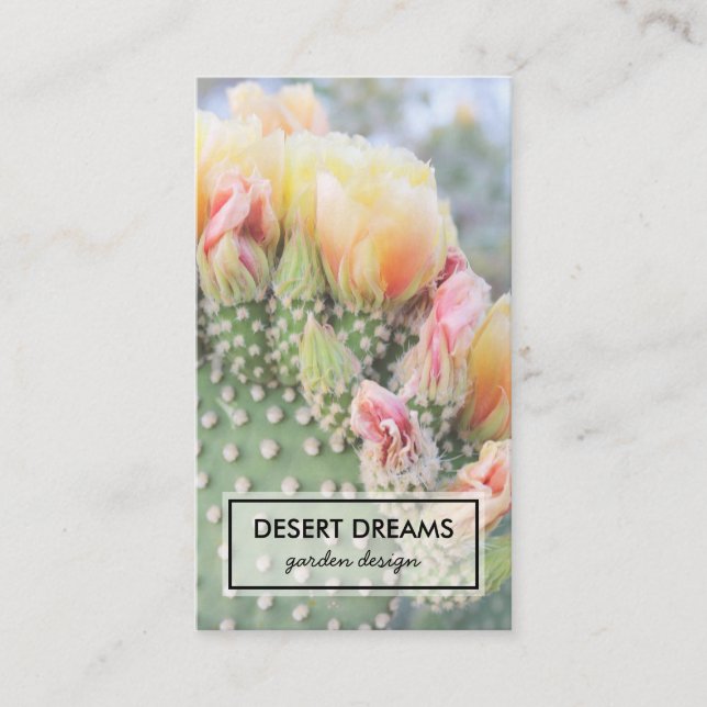 Carte De Visite Fleur de Cactus Jaune Désert Jardin Photo Voyage (Devant)