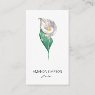 Carte de visite fleur de calla blanche aquarelle
