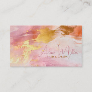 Carte De Visite Fleur de cerisier Aquarelle rose et or