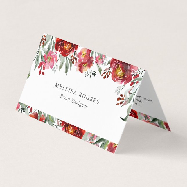 Carte De Visite Fleur de jardin rouge profond (Devant)