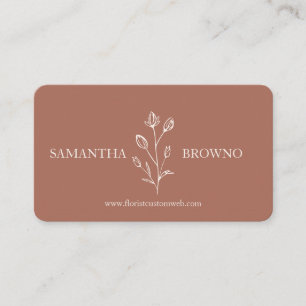 Carte De Visite Fleur de ligne élégante beige terracotta