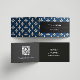 Carte De Visite Fleur de Lis Motif, française, royale, crème, bleu