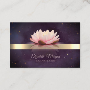 Carte De Visite Fleur de Lotus à Rayure Dorée Yoga Bohème
