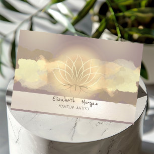 Carte De Visite Fleur de Lotus au Trait de Pinceau à Aquarelle Mod