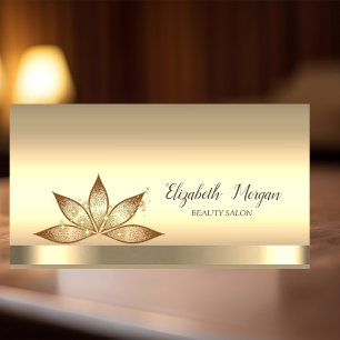 Carte De Visite Fleur de Lotus Étincelle Dorée