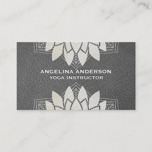 Carte De Visite Fleur de Lotus marbré | Professeur de yoga | Yoga (Devant)