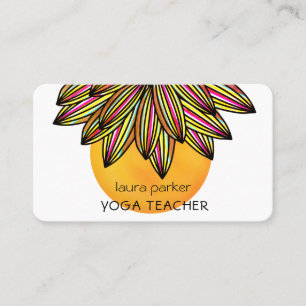 Carte De Visite Fleur de Lotus Rouge Jaune Méditation Yoga Profess