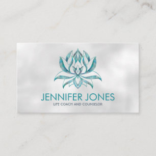 Carte De Visite Fleur de Lotus Turquoise sur perle