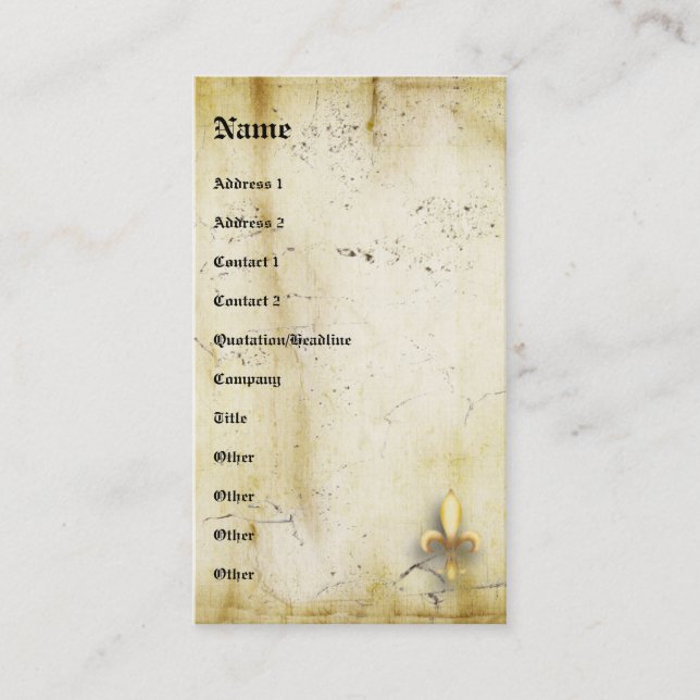 Carte De Visite Fleur de Lys (Devant)