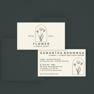 Carte De Visite Fleur De Pissenlit Féminin Élégant Fleuriste Flora