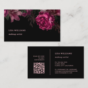 Carte De Visite Fleur de pivoine rose noir