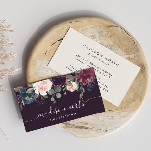 Carte De Visite Fleur de prune   Floral d'aquarelle moderne
