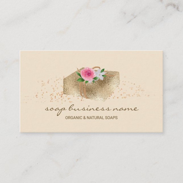 Carte De Visite Fleur de savon étincelante double face (Devant)