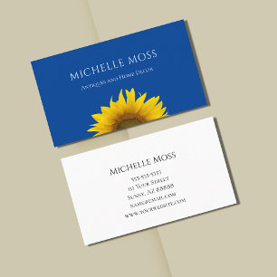 Carte De Visite Fleur de soleil moderne Simple Bleu