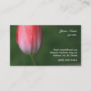 Carte De Visite fleur de tulipe rouge sur fond vert