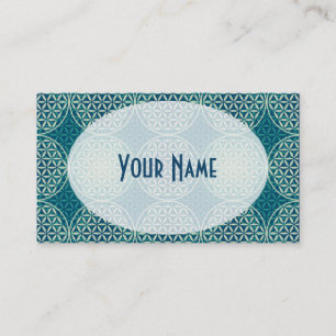 Carte De Visite Fleur de vie - motif de timbre - bleu cyan