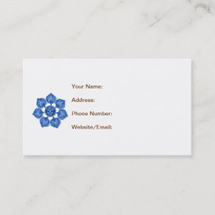 Carte De Visite Fleur découpée en tissu décoratif bleu