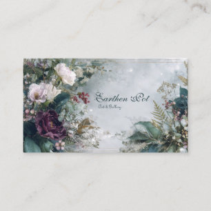 Carte De Visite Fleur d'hiver éthérée Burgundy Rose et Gris givré
