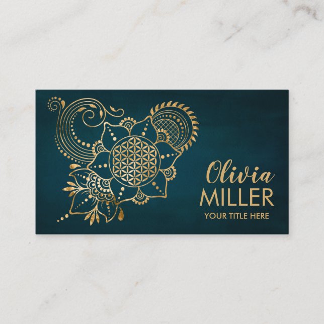Carte De Visite Fleur d'or de la vie Ornement (Devant)
