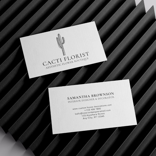Carte De Visite Fleur du désert de Cactus Cactus Abstraits Boho Ca (Cactus Desert Flower Abstract Boho Cacti Business Card)
