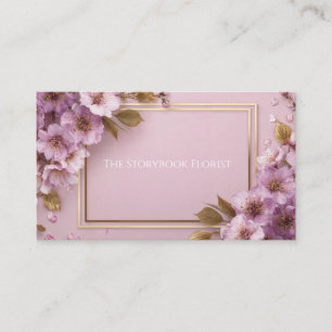 Carte De Visite Fleur Élégante Lavande Rose Feuille d'Or Floral
