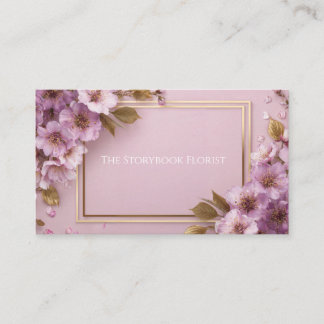 Carte De Visite Fleur Élégante Lavande Rose Feuille d'Or Floral