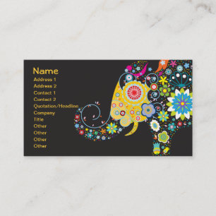 Carte De Visite Fleur Eléphant Cute Girl Fashion Floral