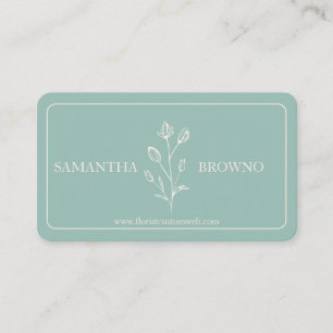 Carte De Visite Fleur encadrée Beige Vert