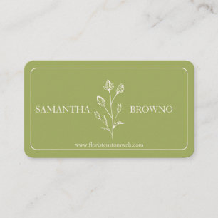 Carte De Visite Fleur encadrée vert jaune beige