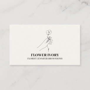 Carte De Visite Fleur Feminine Événement ivoire Beige