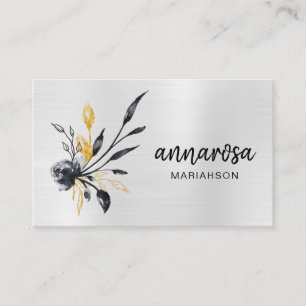 Carte De Visite *~* Fleur Floral OR Silver LOGO QR PHOTO