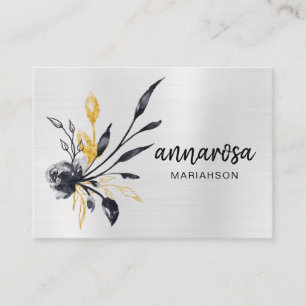 Carte De Visite *~* Fleur Floral Silver LOGO QR PHOTO Or