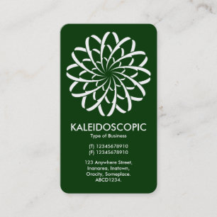 Carte De Visite Fleur géométrique 02 - Blanc sur Vert foncé