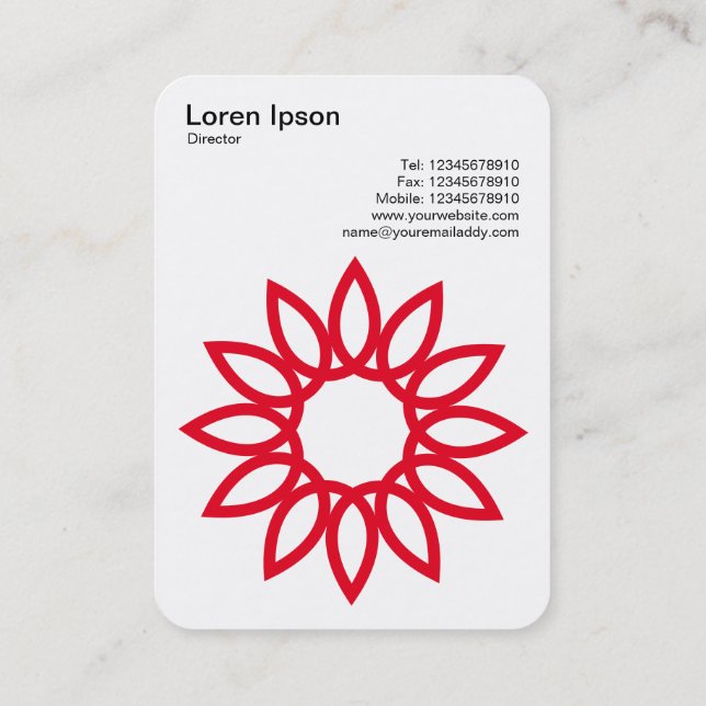 Carte De Visite Fleur géométrique - Noir sur Blanc (Dos)