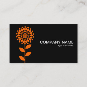 Carte De Visite Fleur géométrique - orange sur noir