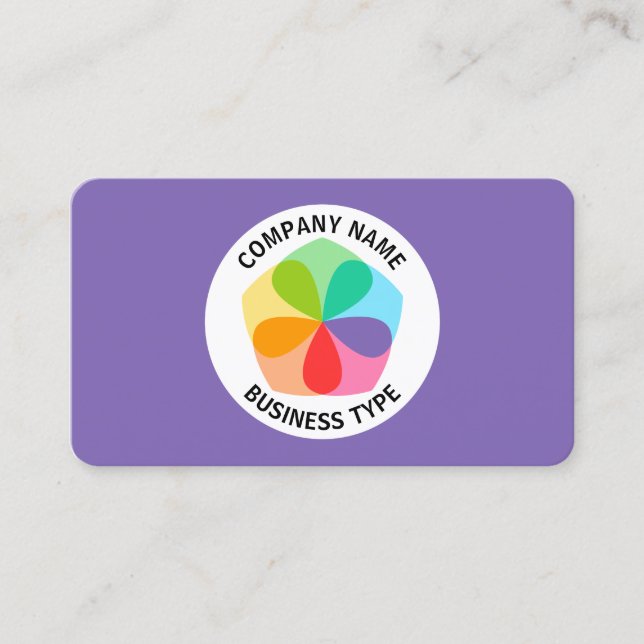 Carte De Visite Fleur géométrique - Violet #7F66B2 (Devant)