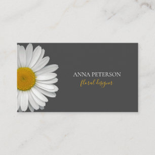 Carte De Visite Fleur grise élégante de marguerite orange