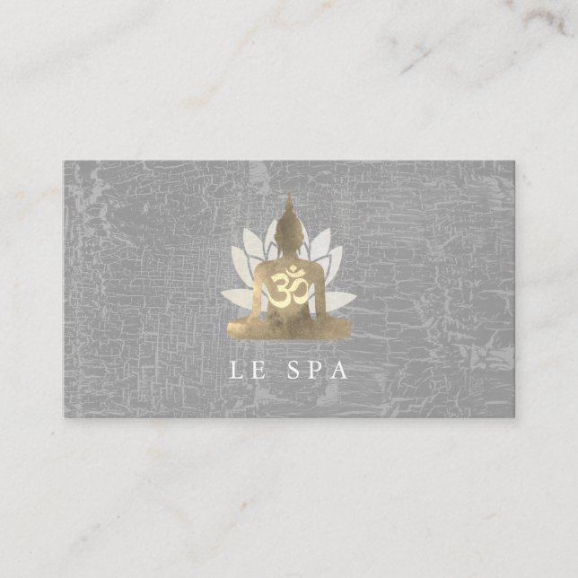 Carte De Visite Fleur Lotus / Gris marbré | Yoga (Devant)