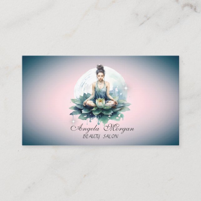 Carte De Visite Fleur Lotus Professionnelle Yoga Girl (Devant)