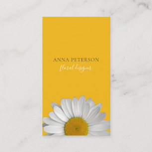 Carte De Visite Fleur marguerite moderne élégante sur Jaune Noir