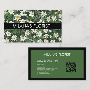 Carte De Visite Fleur Moderne Bohème Blanche Verte Floriste