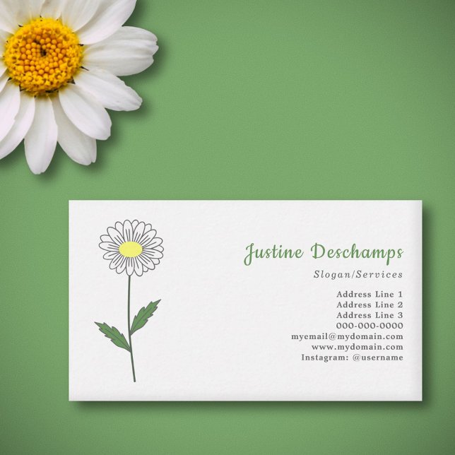Carte De Visite Fleur pastel de marguerite botanique (Botanical Daisy Flower Business Card)