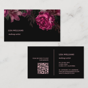 Carte De Visite Fleur Pivoine Rose Noir