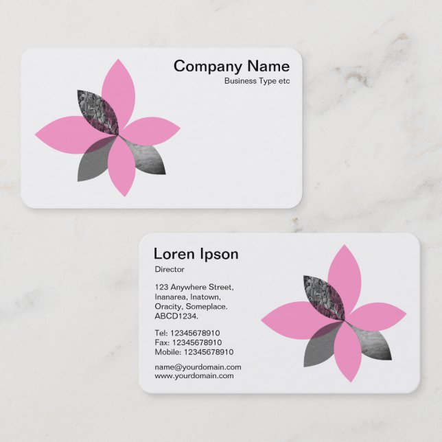 Carte De Visite Fleur plante géométrique - rose (Devant / Derrière)