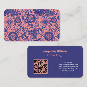 Carte De Visite Fleur Psychedelique Groovy Violet 60s 70s