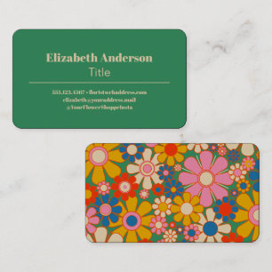 Carte De Visite Fleur rétro Super coloré 60s Floral